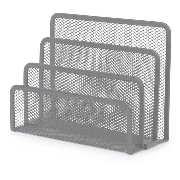 YBM Home 3-Slot Mesh Desk Mail Organizer for Office, Silver