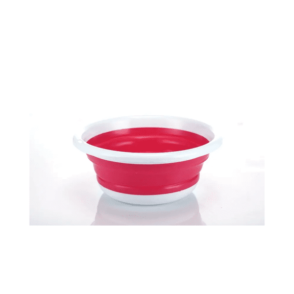 YBM Home 5.5 Quart Plastic Round Wash Basin Tub Dishpan for Washing Dishes, Plastic Collapsible Design for Camping saving space and Multipurpose for Face Cleansing, Pink, K1333