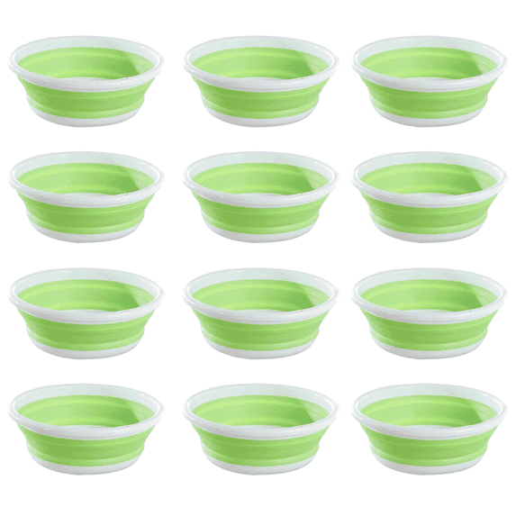 YBM Home 5.5 Quart Plastic Round Wash Basin Tub Dishpan for Washing Dishes, Plastic Collapsible Design for Camping saving space and Multipurpose for Face Cleansing, Green, K1331-12
