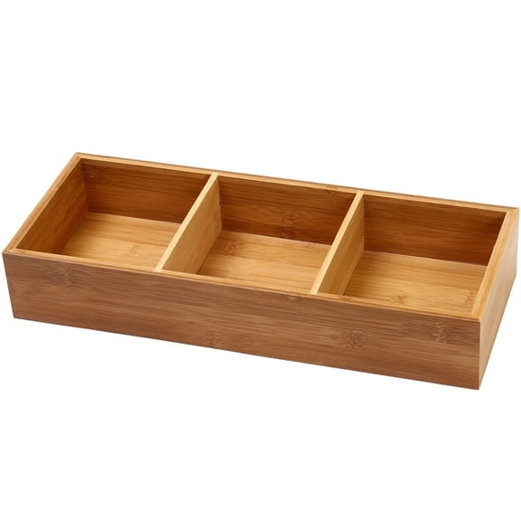 YBM Home 3-Compartment Bamboo Drawer Organizer Box - Multi-use storage for junk drawers, measuring 6x15x2.5 inches