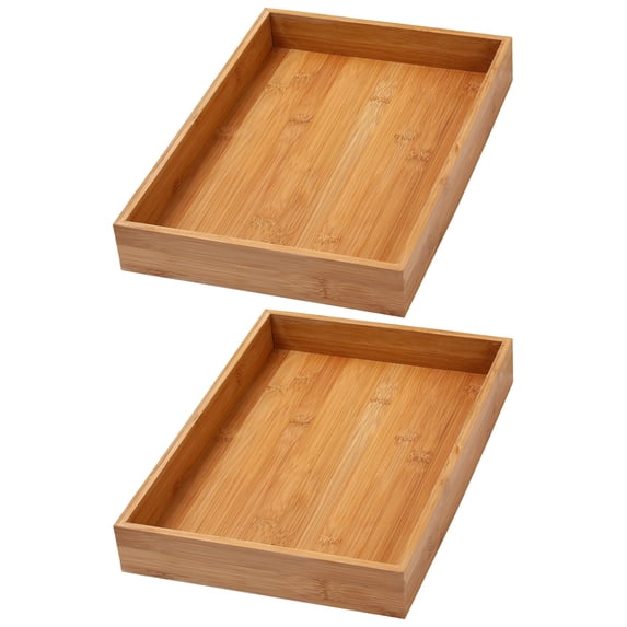 YBM Home Bamboo Drawer Organizer Storage Boxes, 10 in. W x 14 in. L x 2 in. H (2-Pack)