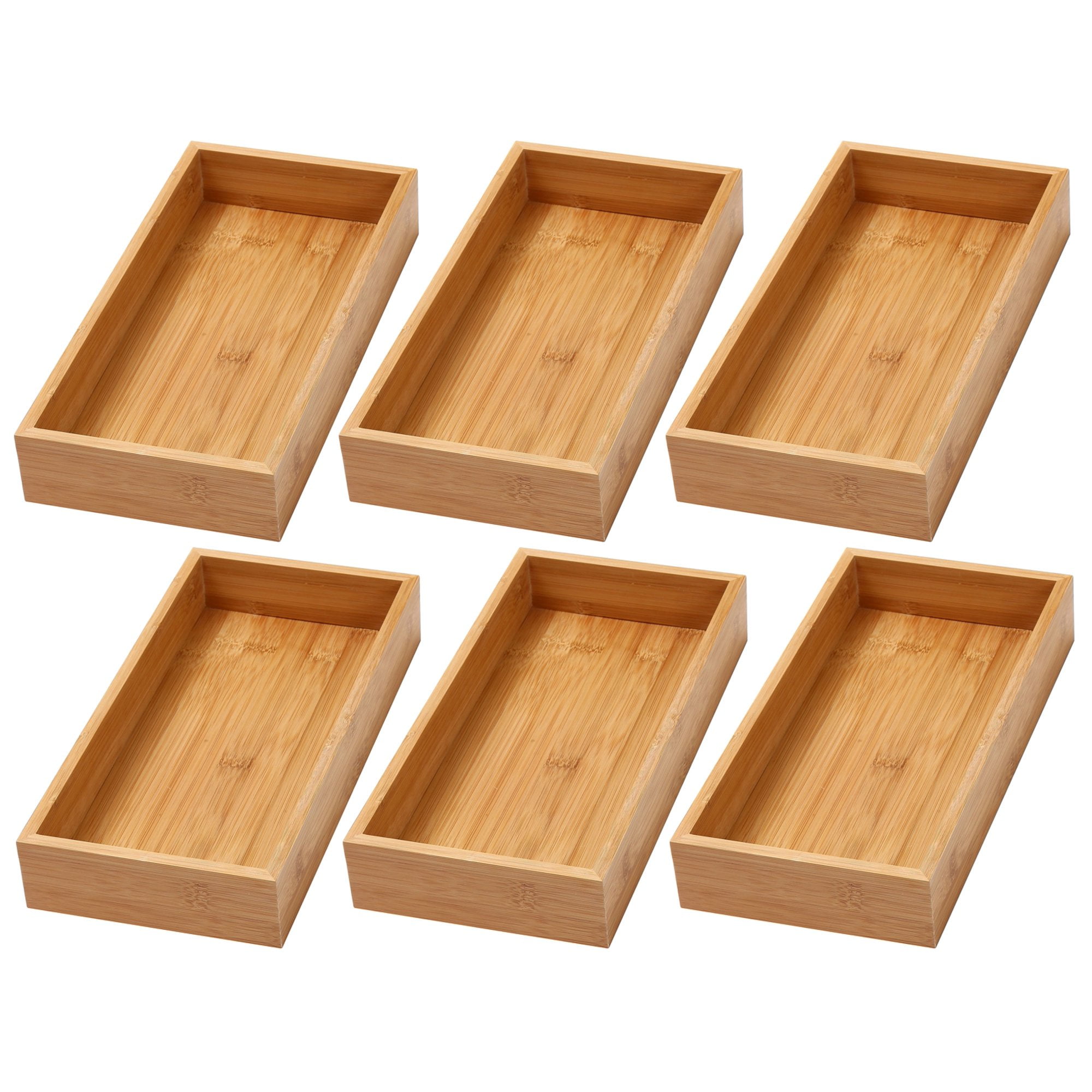 Bamboo Drawer Organizer and 6 Storage Box Dividers Set,8 Compartment Organization Tray Holder for Craft,Sewing,Office,Bathroom.Kitchen