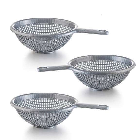 YBM Home Deep Plastic Colander for Washing and Draining Pasta, 8.5 inch - Gray