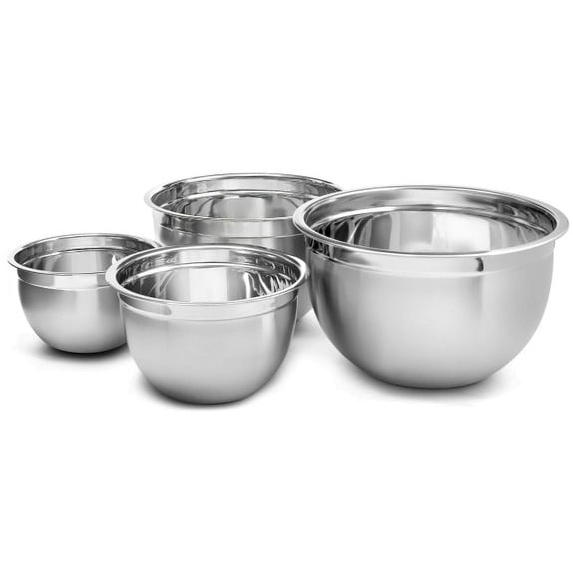 Deep Stainless Steel Mixing Bowl Set with Polished Finish, 4-Piece