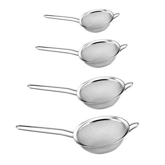 YBM Home Fine Mesh Strainers Set, Stainless Steel Colanders Sieve with Handle for Rinsing Grains, Beans, Rice and Fruits