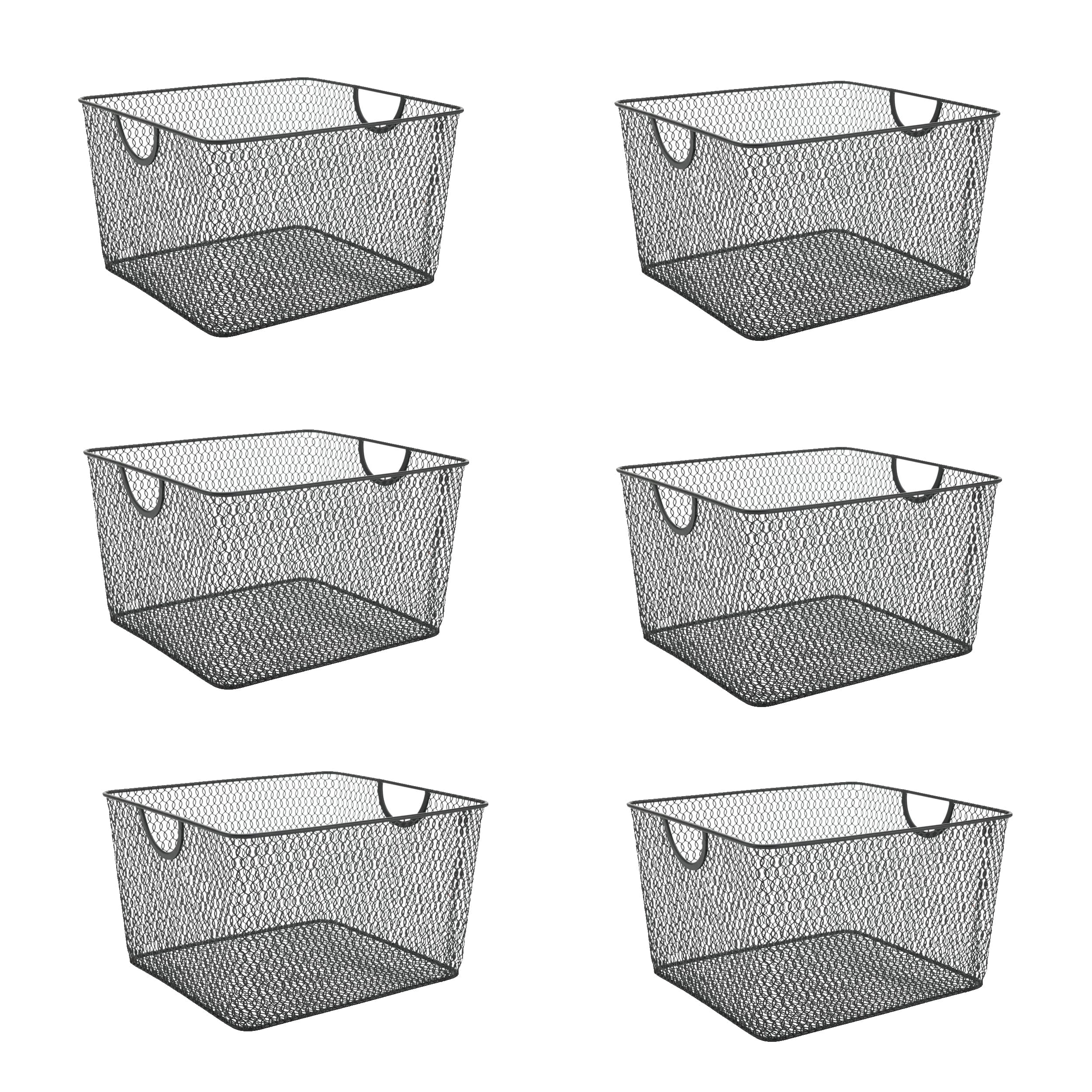 Ybm Home Household Black Wire Mesh Open Bin Shelf Storage Basket Organizer Black For Fruit Vegetable