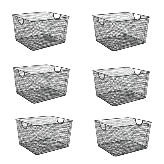 Ybm Home Household Black Wire Mesh Open Bin Shelf Storage Basket Organizer Black For Fruit Vegetable