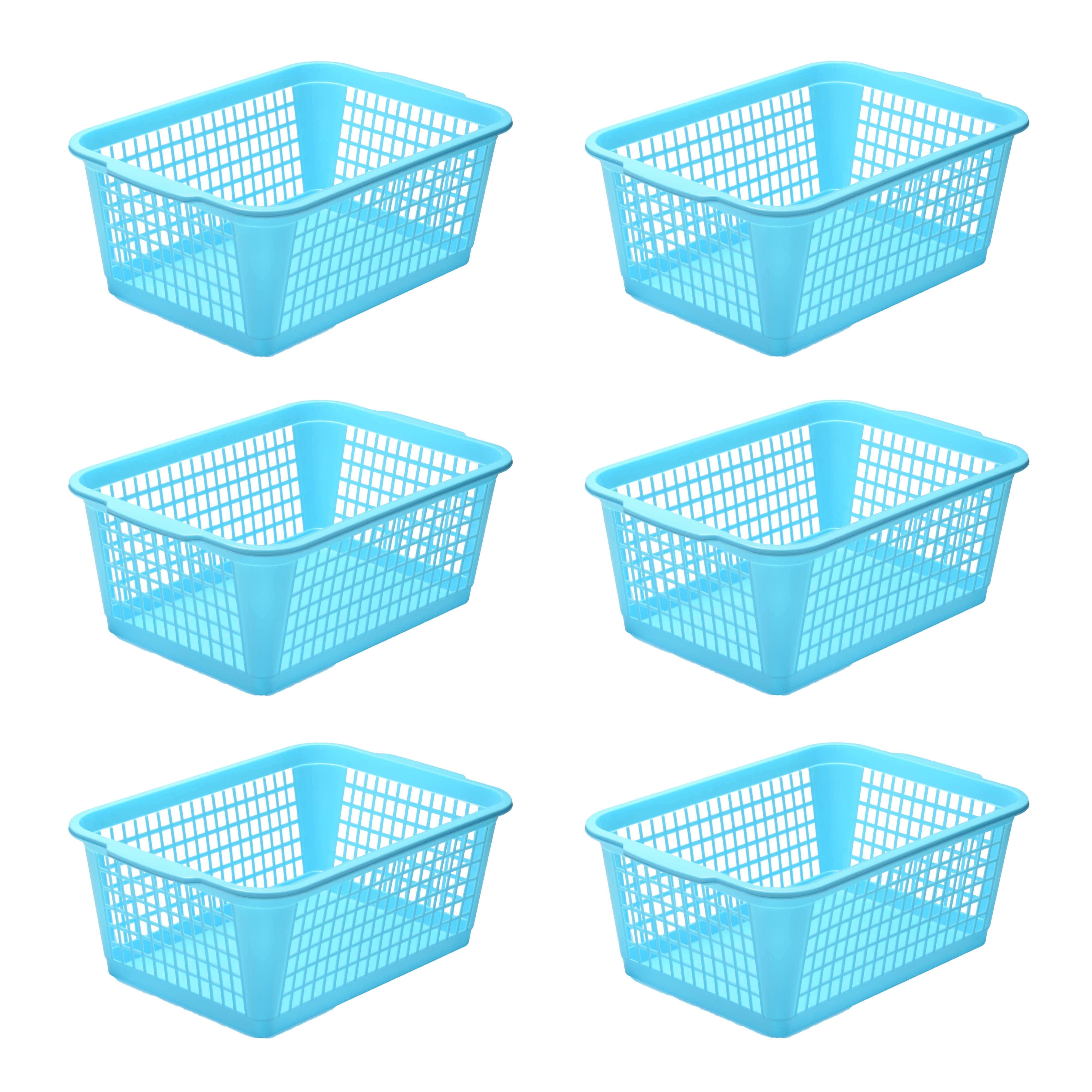 YBM Home Large Plastic Storage Basket Organizer Bin (6 Pack), Blue