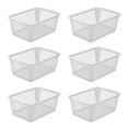 thumbnail image 1 of YBM Home Large Plastic Storage Basket Organizer Bin (6 Pack), White 15x 10x 6, 1 of 8