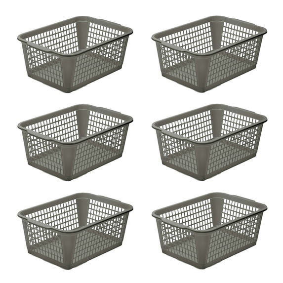 YBM Home Large Plastic Storage Basket Organizer Bin (6 Pack)