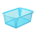 thumbnail image 1 of YBM Home Large Plastic Storage Basket with Handle for Home and Office, Blue 15 L x 10 W x 6 H, 1 of 8
