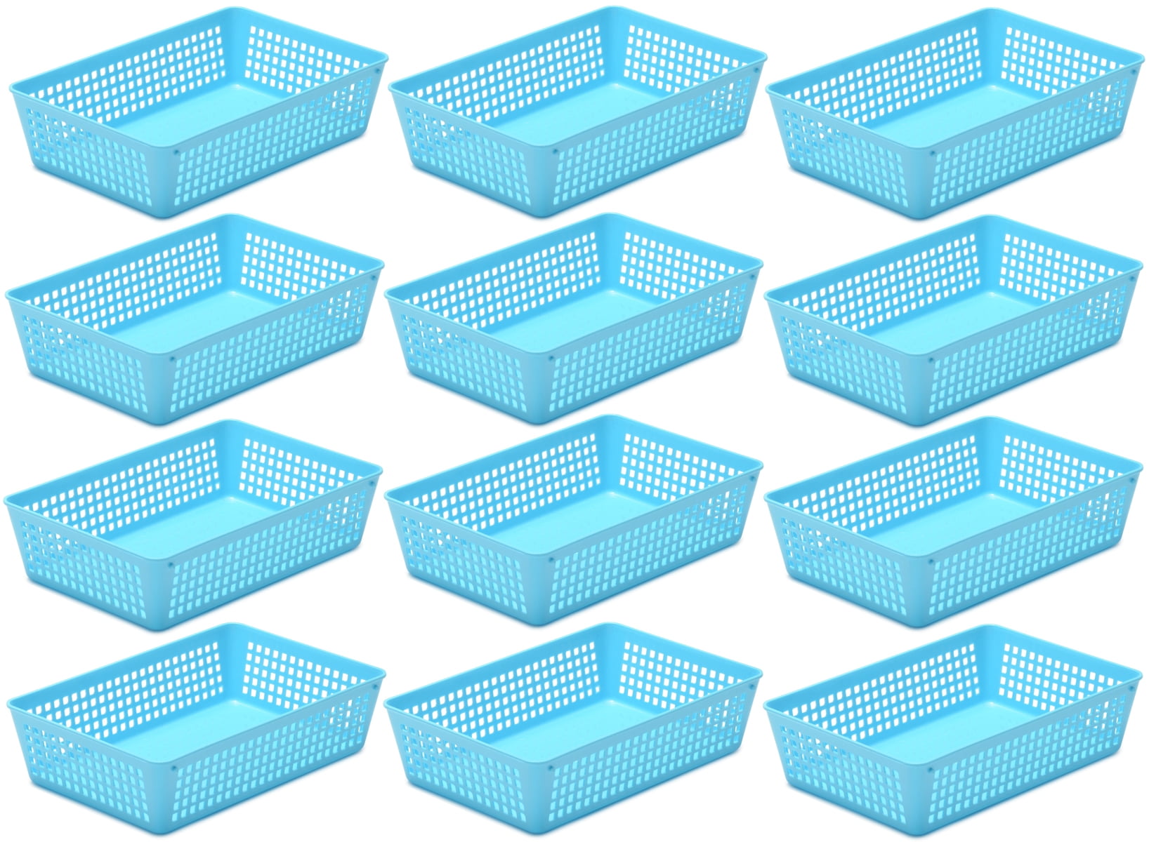 YBM Home Medium Plastic Storage Basket (12 Pack), Blue 9 L x 6 W x 2.25 H