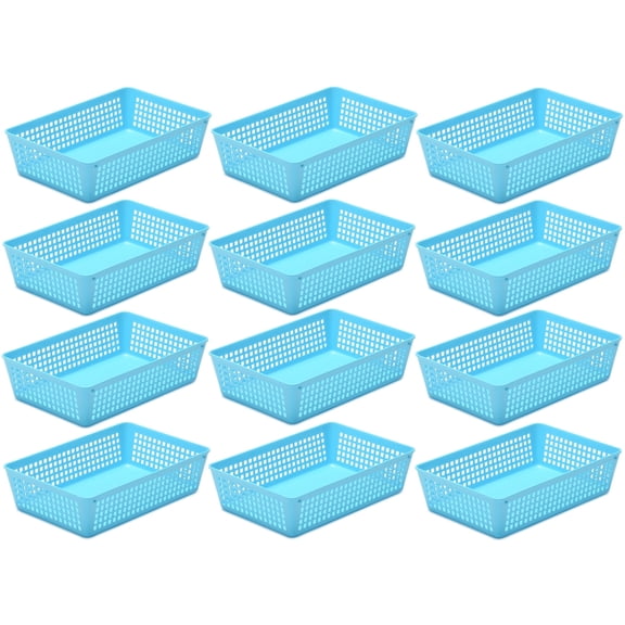 YBM Home Medium Plastic Storage Basket (12 Pack), Blue 9 L x 6 W x 2.25 H