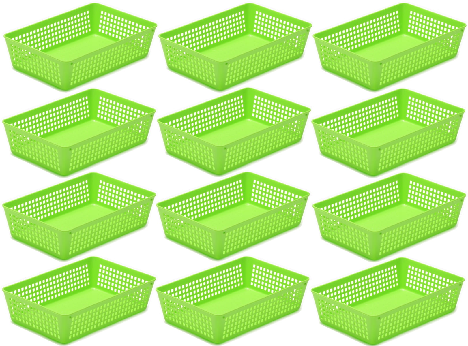 YBM Home Medium Plastic Storage Basket (12 Pack), Green 9 L x 6 W x 2.25 H