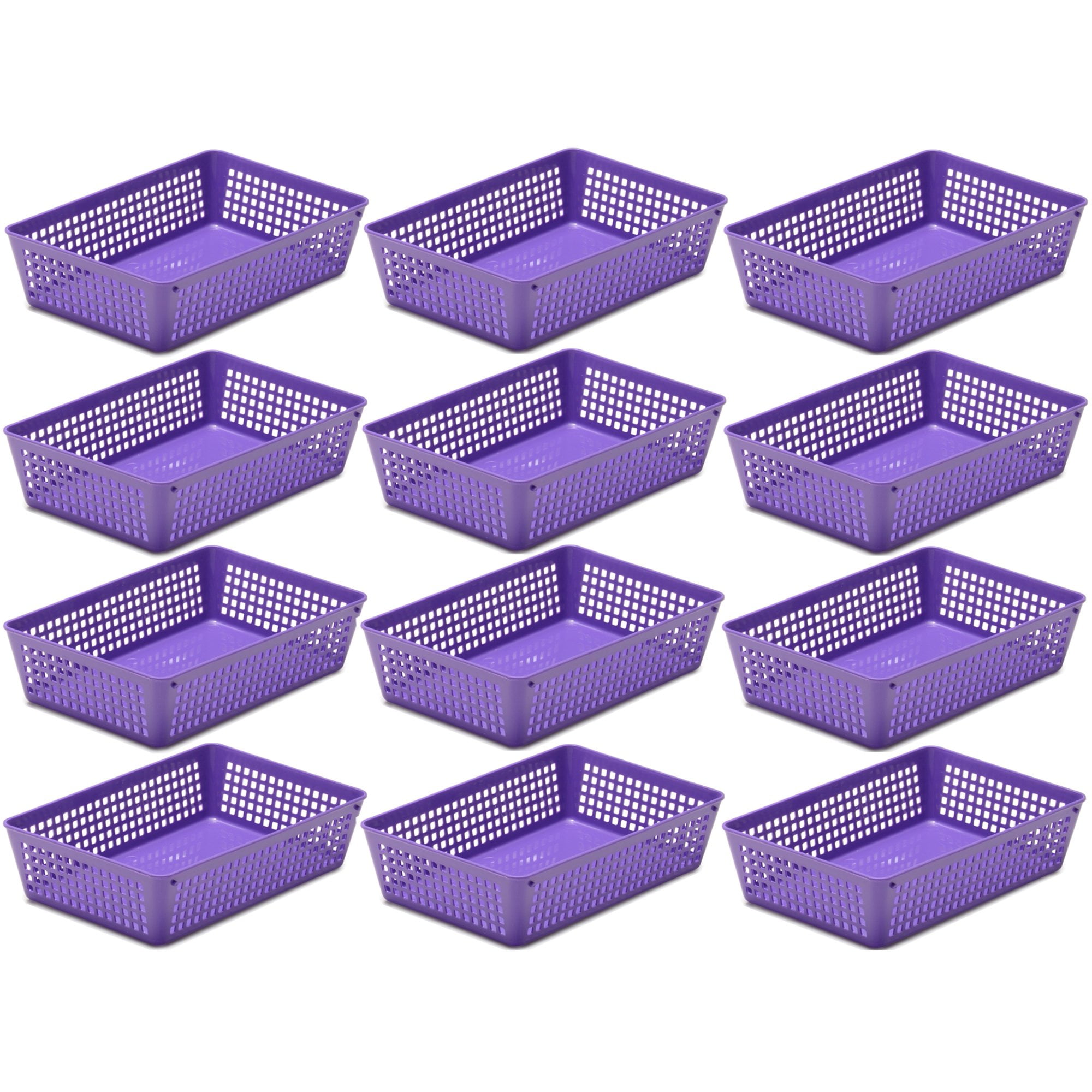 YBM Home Medium Plastic Storage Basket (12 Pack), Purple 9 L x 6 W x 2.25 H