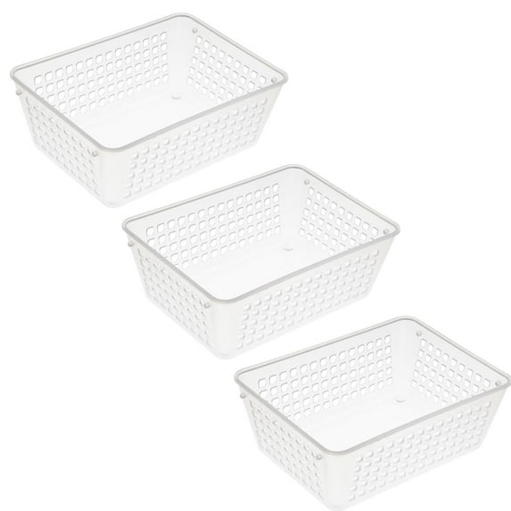 YBM Home Medium Plastic Storage Basket (3 Pack), White 9 L x 6 W x 2.25 H