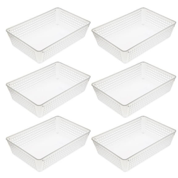 YBM Home Medium Plastic Storage Basket (6 Pack), Clear 9 L x 6 W x 2.25 H