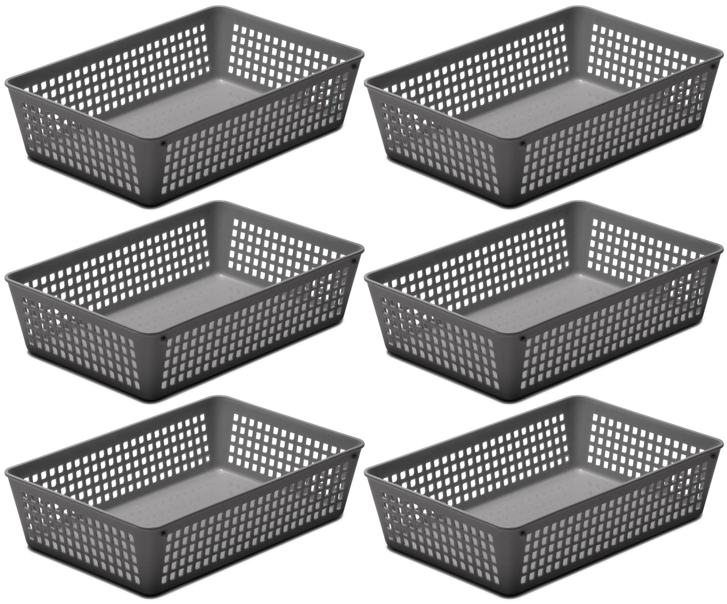 YBM Home Medium Plastic Storage Basket (6 Pack), Gray 9 L x 6 W x 2.25 H