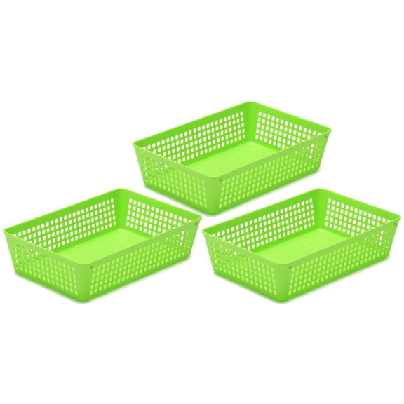 YBM Home Medium Plastic Storage Basket Cabinet Organizers, 1 Shelve, Width 6 inchs, Green