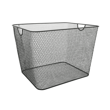 YBM Home Mesh Open Bin Storage Basket Organizer for Kitchen, Adult Black 14 x 10 x 8.8