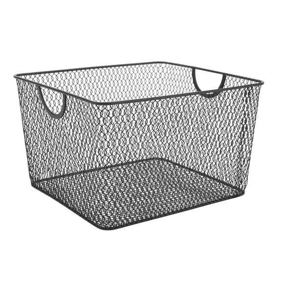 YBM Home Mesh Open Storage Basket 10” x 9” x 6”, Pack of 1, Black