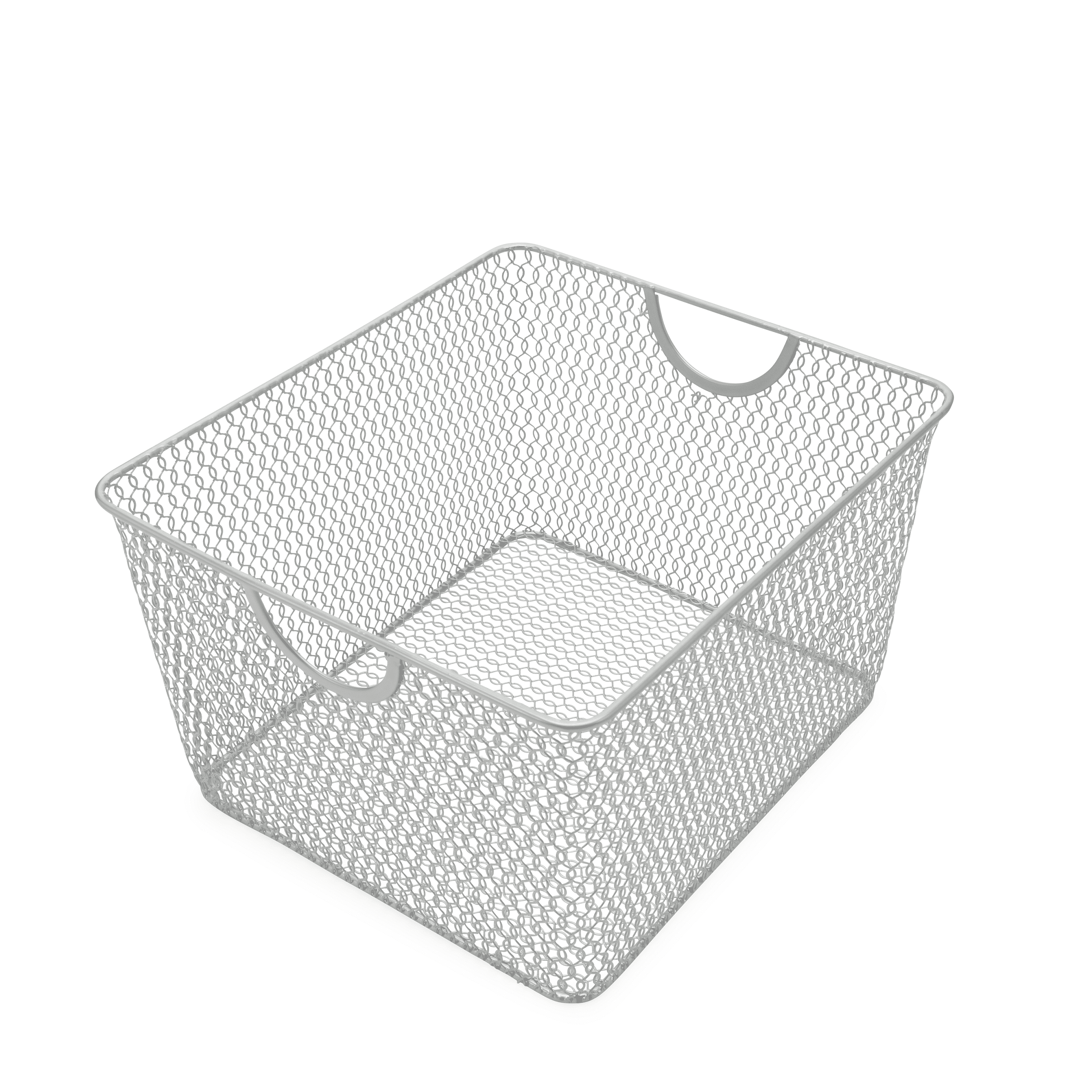 YBM Home Mesh Open Storage Basket 10” x 9” x 6”, Pack of 1, Silver