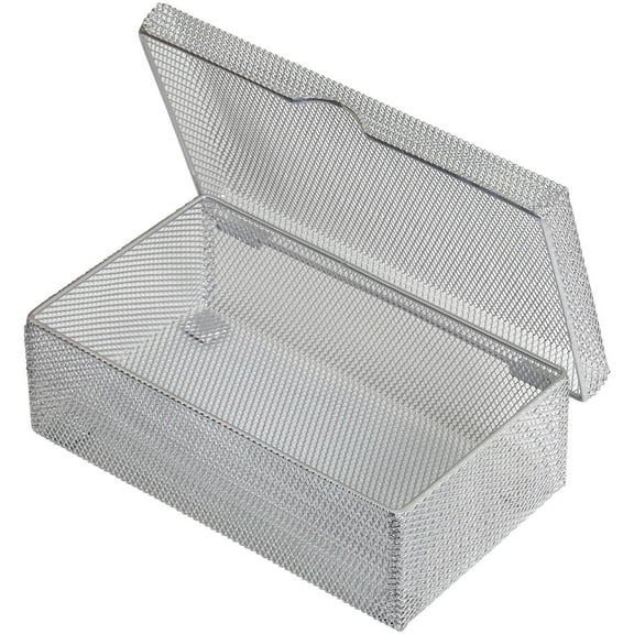 YBM Home Mesh Stainless Steel Box with Lid for Decorative Storage