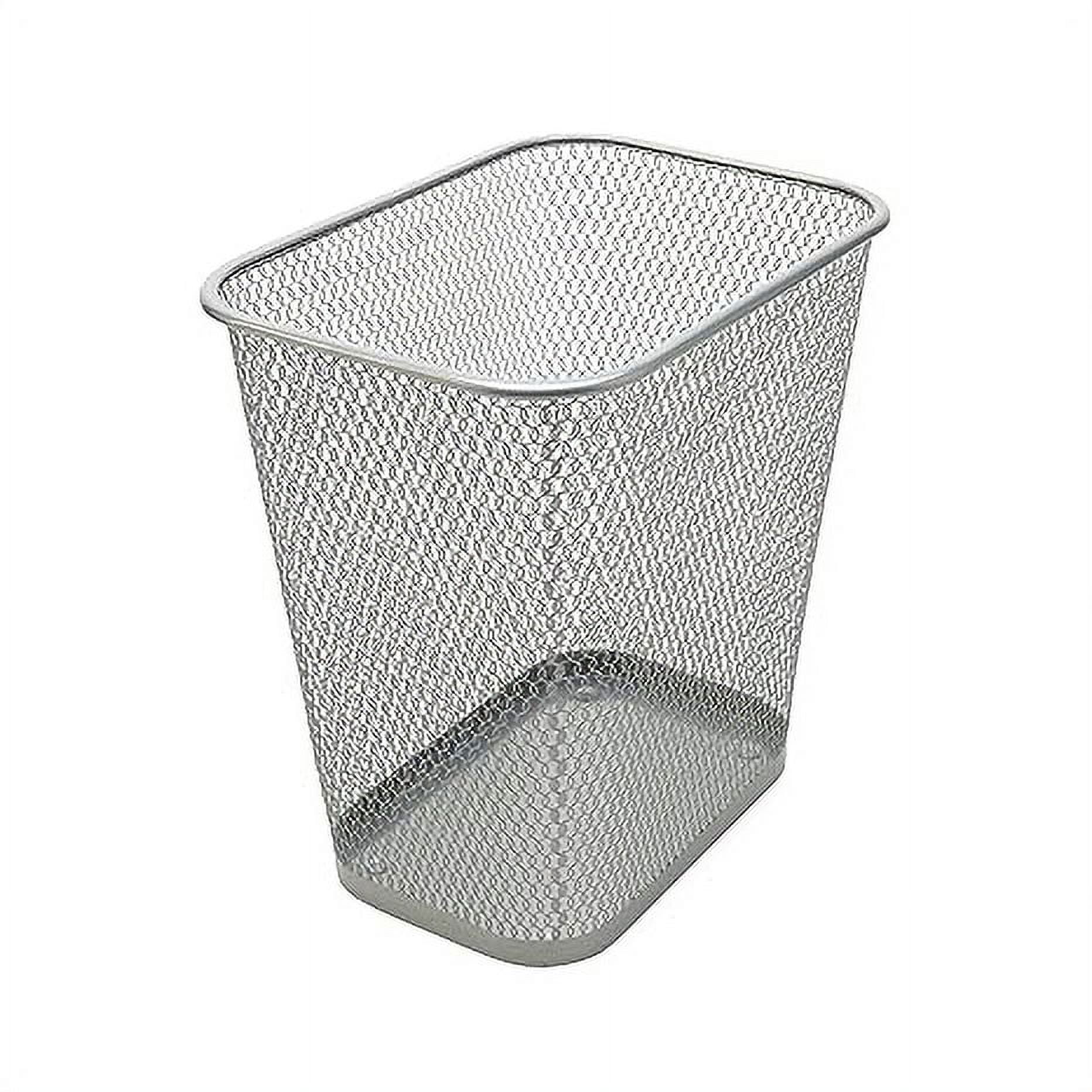 Silver Stainless Steel Rectangular Mesh Office Trash Can