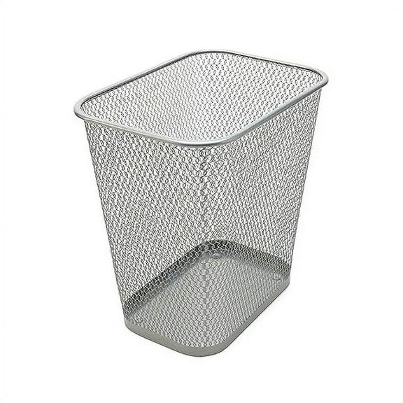 YBM Home Metal 3.5 Gallon Trash Can Wastebasket Recycling Bin for Office, Silver