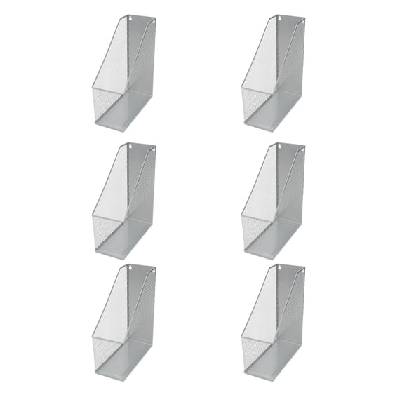 YBM Home Metal Wall Mount Magazine Rack File Holder for Home and Office, 6-Pack 12” x 10” x 4.5” Silver