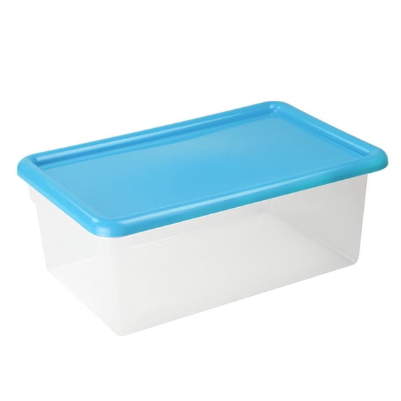 YBM Home Plastic Container with Colored Lid, 5 Qt Plastic Storage Bins, Toy Storage Containers, Organizer Cubbies for Classroom Home-Blue