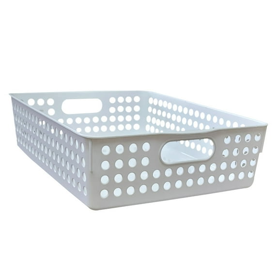 YBM Home Plastic Paper Organizer Basket Tray for Office Desk, Perforated Storage Basket Great for Desktop, Classroom, and Studio, ba742
