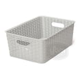 thumbnail image 1 of YBM Home Plastic Rattan Storage Box Basket Organizer for Bathroom, Large, Gray, 1 of 6
