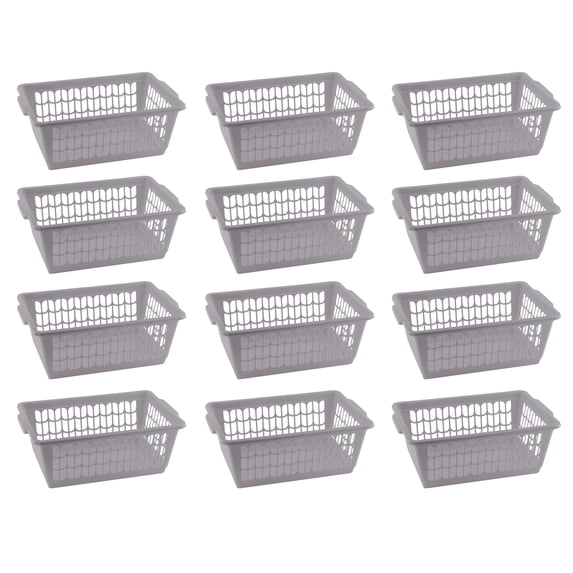 YBM Home Plastic Storage Basket Bin and Drawer Organizer, 11.5” x 8” Gray (12-Pack)