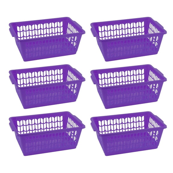 YBM Home Plastic Storage Basket Bin and Drawer Organizer, 11.5” x 8” Purple (6-Pack)