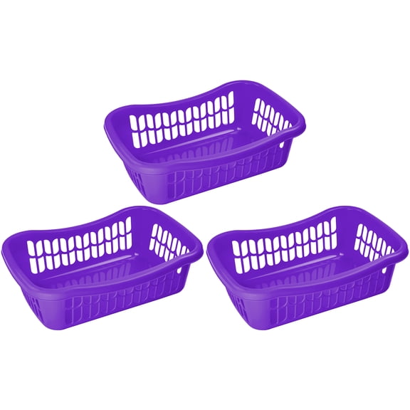 YBM Home Plastic Storage Basket Bin and Drawer Organizer, 17.75” x 11.5” Purple (3-Pack)