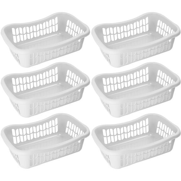 YBM Home Plastic Storage Basket Bin and Drawer Organizer, 17.75” x 11.5” White (6-Pack)