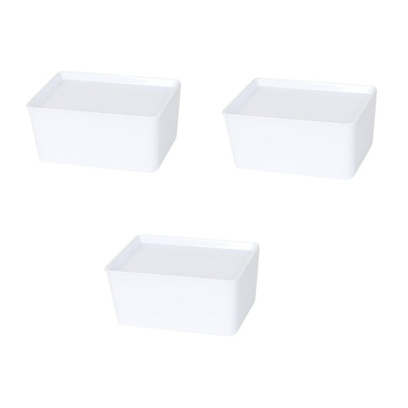 YBM Home Plastic Storage Bin with Lid, White Basket with Handle for Organizing, Multipurpose for Classroom, Drawers, Desktop, Office, Playroom, Shelves, Closets, 2140-3