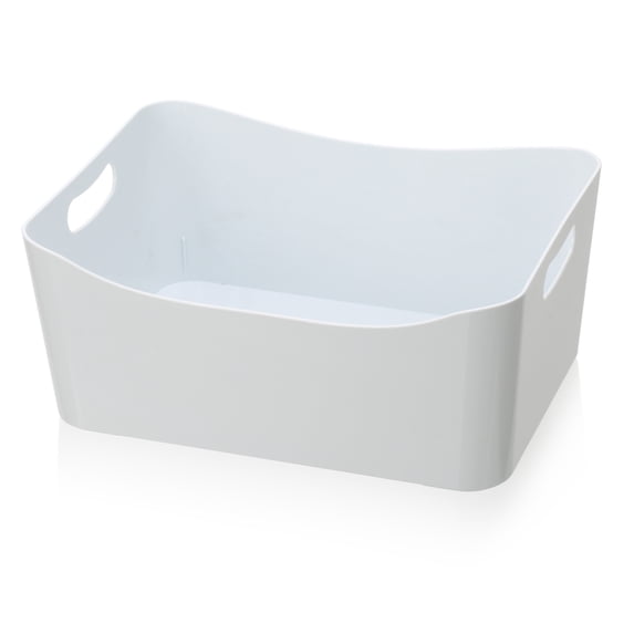 YBM Home Plastic Storage Bin Organizer for Cabinet and Kitchen, White, Small