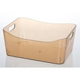 thumbnail image 1 of YBM Home Plastic Storage Bin Organizer for Cabinet and Shelves, Brown, Medium, 1 of 2