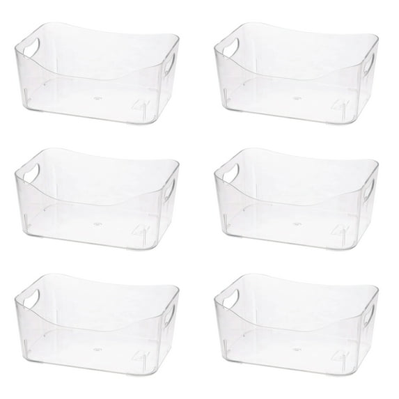 YBM Home Plastic Storage Bin for Kitchen Pantry, Bathroom, Laundry and Closet, Clear, Small, 2159-6