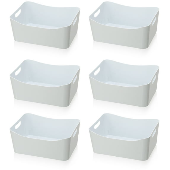 YBM Home Plastic Storage Bin for Kitchen Pantry, Bathroom, Laundry and Closet, White, Medium, 2153-6