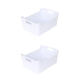 thumbnail image 1 of YBM Home Plastic Storage Bins with Handles for Kitchen and Pantry Organization Multipurpose Open Storage Bins for Under Sink Storage Bathroom Vanity Laundry Room, and Crafts Room, White, Small,2-Pack, 1 of 4
