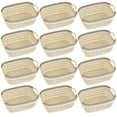 thumbnail image 1 of YBM Home Plastic Weave Wicker Storage Baskets with Handles 12 Pack, Beige - Small, 1 of 2