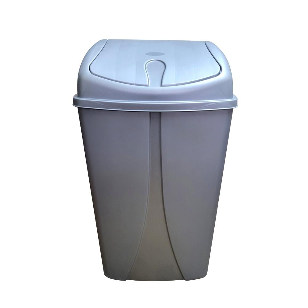 YBM Home Portable Plastic Trash Can with Dual Swing Lid, Swing Top