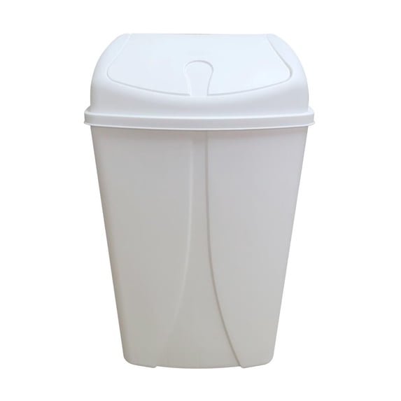 YBM Home Portable Plastic Trash Can with Dual Swing Lid, Swing Top Trash Can, 2.5 Gal, White