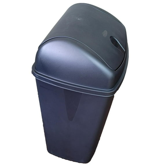 YBM Home Portable Plastic Trash Can with Dual Swing Lid, Swing Top Trash Can, 6.5 Gal, Black