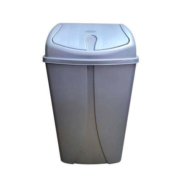 YBM Home Portable Plastic Trash Can with Dual Swing Lid, Swing Top Trash Can, 6.5 Gal, Grey