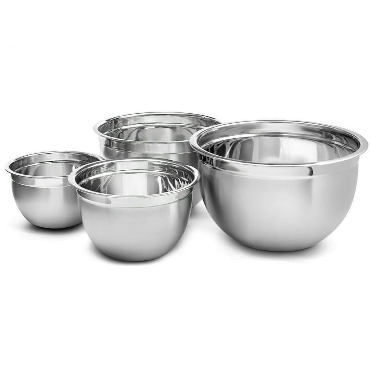 Deep Stainless Steel Mixing Bowl Set with Polished Finish, 4-Piece