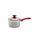 thumbnail image 1 of YBM Home Professional Chef’s 18/10 Stainless Steel Sauce Pot Covered Tri-Ply Capsule - Red, 1 of 4